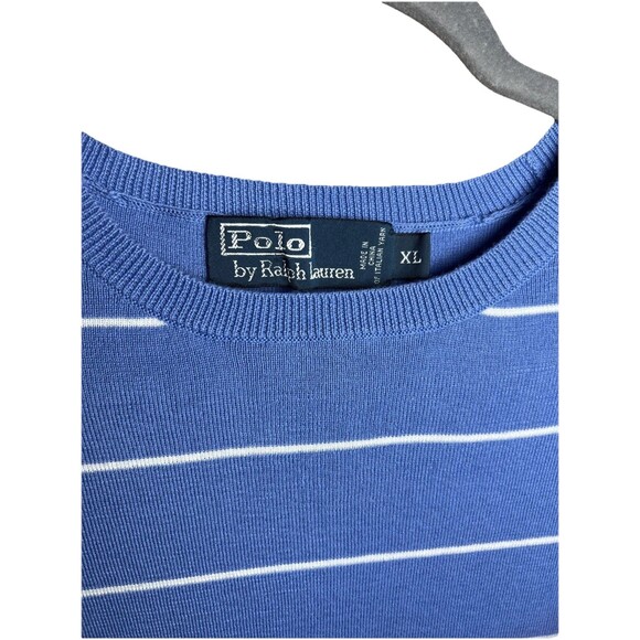 Polo Ralph Lauren Size XL Men’s Crew Neck Blue White Striped Knit Sweater Top - Picture 3 of 5